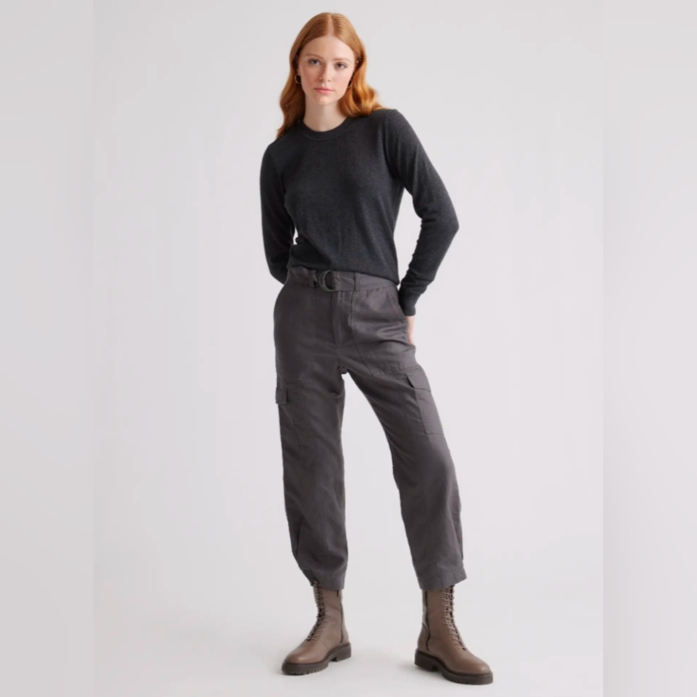 Quince Black Ankle Cropped Pants Relaxed Fit